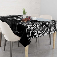 New Zealand Black Fern Custom Tablecloth Maori Tukutuku Black-white Motif LT9 - Polynesian Pride