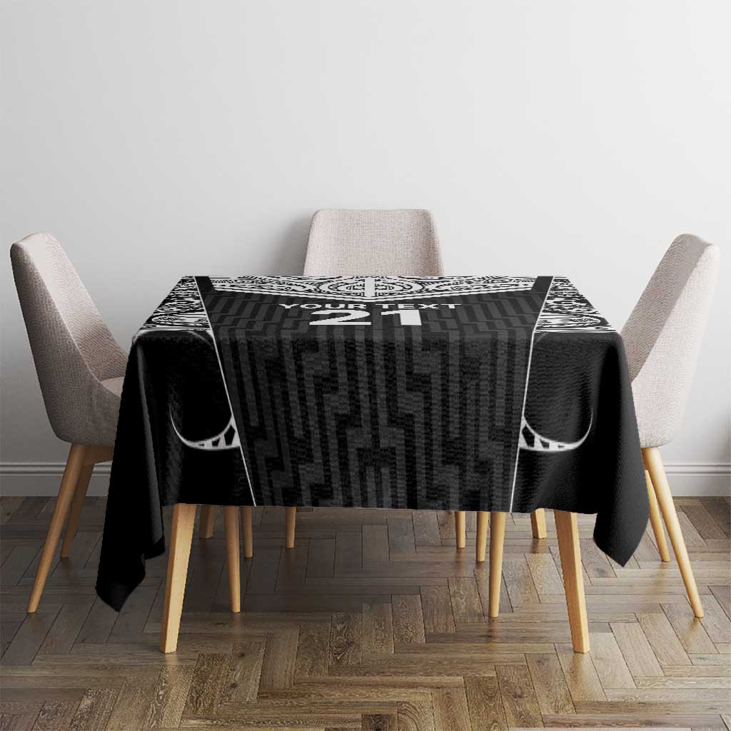 New Zealand Black Fern Custom Tablecloth Maori Tukutuku Black-white Motif LT9 - Polynesian Pride
