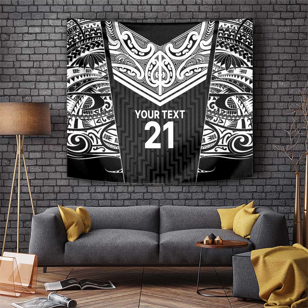 New Zealand Black Fern Custom Tapestry Maori Tukutuku Black-white Motif LT9 White - Polynesian Pride