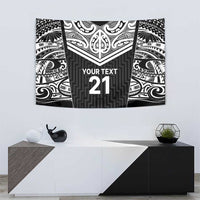 New Zealand Black Fern Custom Tapestry Maori Tukutuku Black-white Motif LT9 - Polynesian Pride