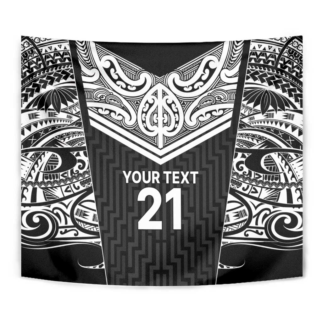 New Zealand Black Fern Custom Tapestry Maori Tukutuku Black-white Motif LT9 - Polynesian Pride
