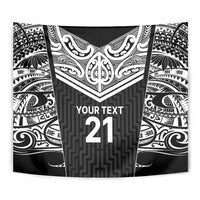New Zealand Black Fern Custom Tapestry Maori Tukutuku Black-white Motif LT9 - Polynesian Pride