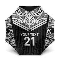 New Zealand Black Fern Custom Umbrella Maori Tukutuku Black-white Motif LT9 One Size Folded 11.42 inch Opened Diameter 37.4 inch White - Polynesian Pride
