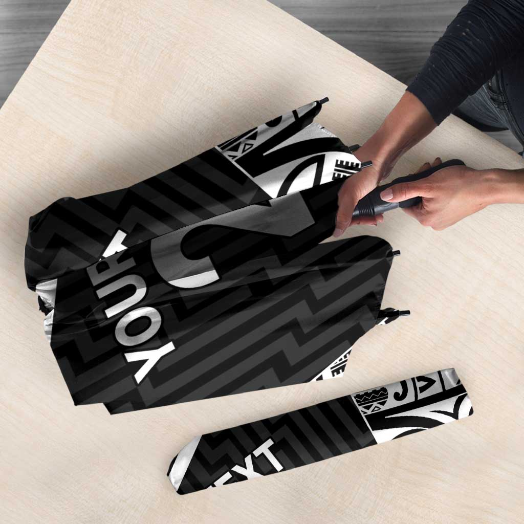 New Zealand Black Fern Custom Umbrella Maori Tukutuku Black-white Motif LT9 - Polynesian Pride