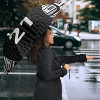 New Zealand Black Fern Custom Umbrella Maori Tukutuku Black-white Motif LT9 - Polynesian Pride