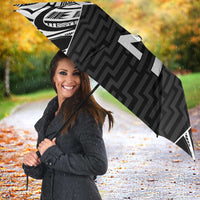 New Zealand Black Fern Custom Umbrella Maori Tukutuku Black-white Motif LT9 - Polynesian Pride