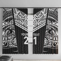 New Zealand Black Fern Custom Window Curtain Maori Tukutuku Black-white Motif LT9 With Hooks White - Polynesian Pride