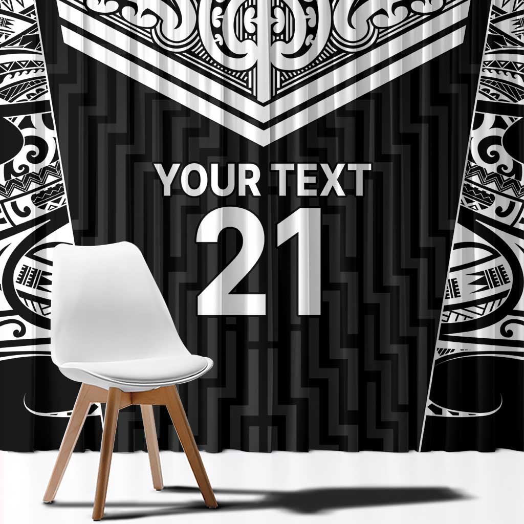 New Zealand Black Fern Custom Window Curtain Maori Tukutuku Black-white Motif LT9 - Polynesian Pride