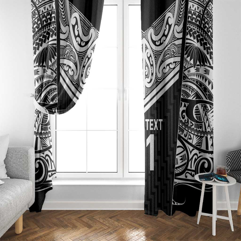 New Zealand Black Fern Custom Window Curtain Maori Tukutuku Black-white Motif LT9 - Polynesian Pride