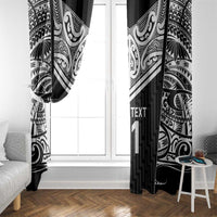 New Zealand Black Fern Custom Window Curtain Maori Tukutuku Black-white Motif LT9 - Polynesian Pride