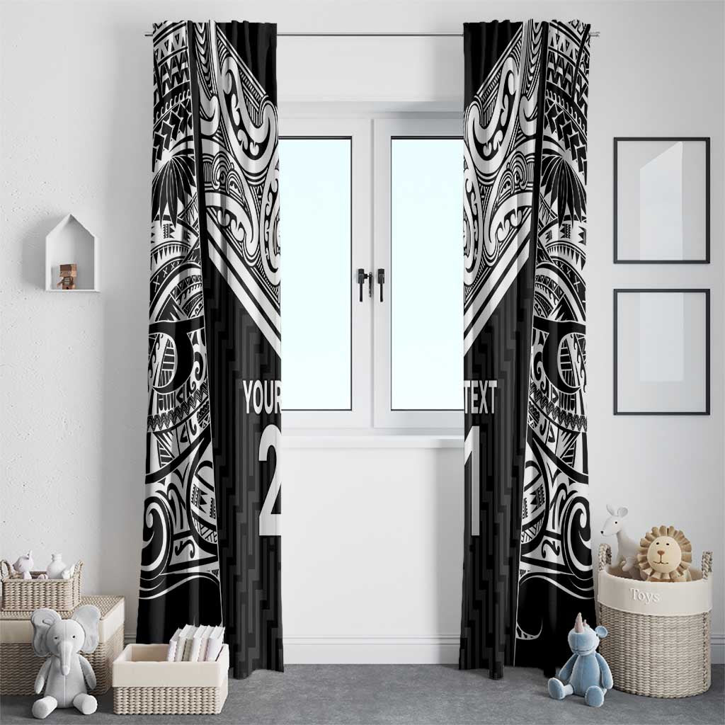 New Zealand Black Fern Custom Window Curtain Maori Tukutuku Black-white Motif LT9 - Polynesian Pride