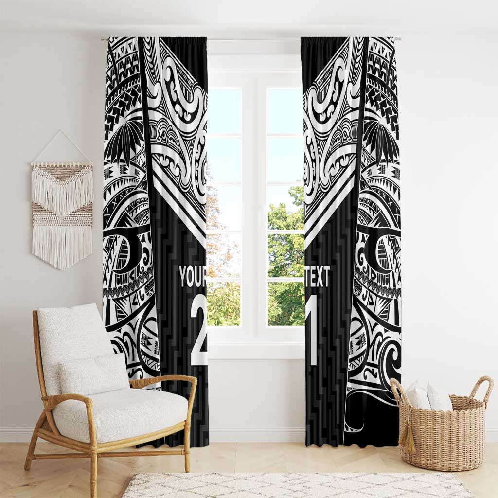 New Zealand Black Fern Custom Window Curtain Maori Tukutuku Black-white Motif LT9 - Polynesian Pride