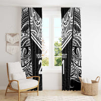 New Zealand Black Fern Custom Window Curtain Maori Tukutuku Black-white Motif LT9 - Polynesian Pride