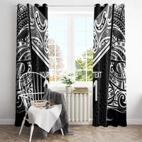 New Zealand Black Fern Custom Window Curtain Maori Tukutuku Black-white Motif LT9 - Polynesian Pride