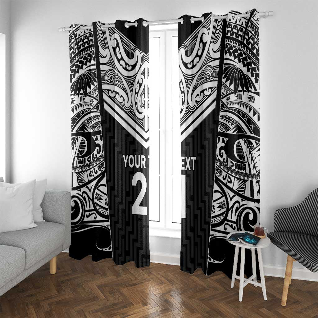 New Zealand Black Fern Custom Window Curtain Maori Tukutuku Black-white Motif LT9 With Grommets White - Polynesian Pride