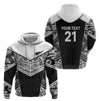 New Zealand Black Fern Custom Zip Hoodie Maori Tukutuku Black-white Motif LT9 - Polynesian Pride