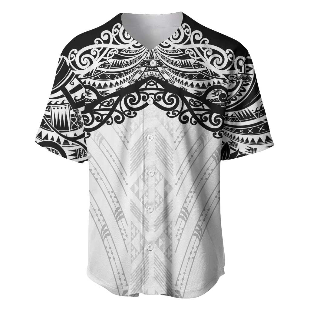 New Zealand Koru Fern Custom Baseball Jersey Simple Taniko Motif LT9 White - Polynesian Pride