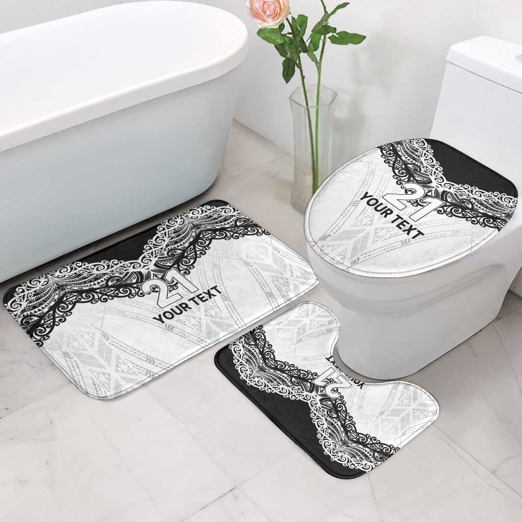 New Zealand Koru Fern Custom Bathroom Set Simple Taniko Motif - Polynesian Pride