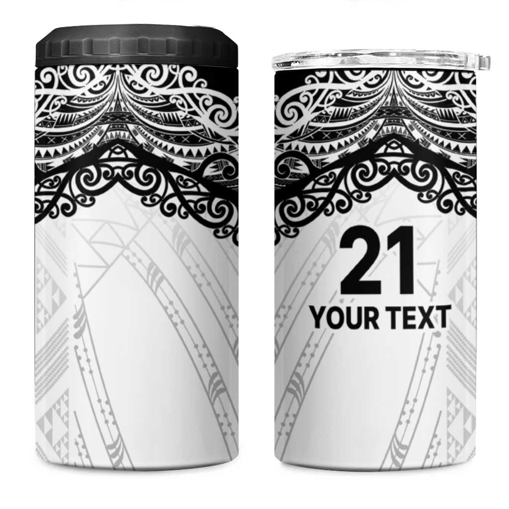 New Zealand Koru Fern Custom 4 in 1 Can Cooler Tumbler Simple Taniko Motif LT9 One Size: 16 oz White - Polynesian Pride