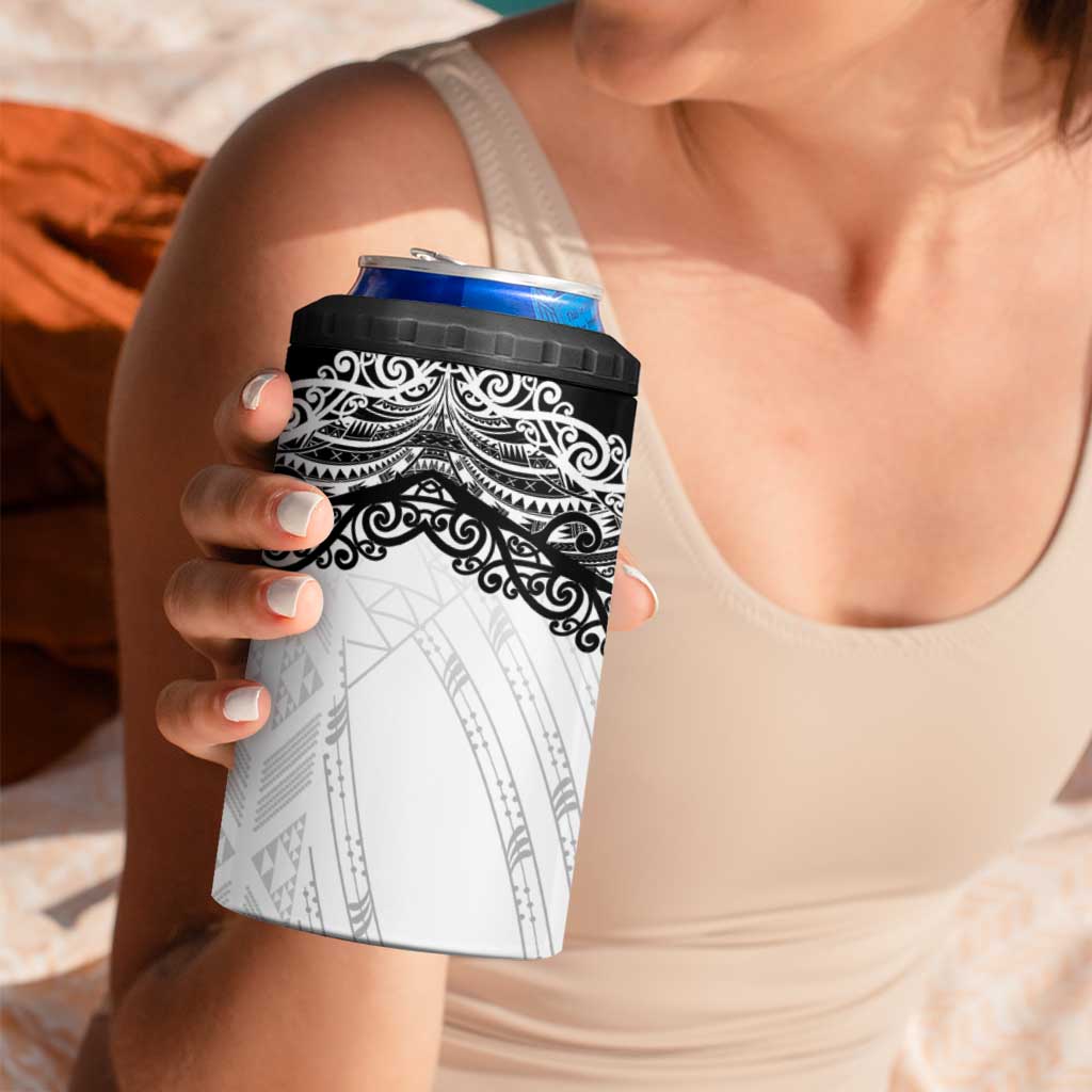 New Zealand Koru Fern Custom 4 in 1 Can Cooler Tumbler Simple Taniko Motif LT9 - Polynesian Pride