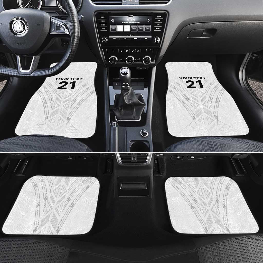 New Zealand Koru Fern Custom Car Mats Simple Taniko Motif LT9 Set 4pcs White - Polynesian Pride