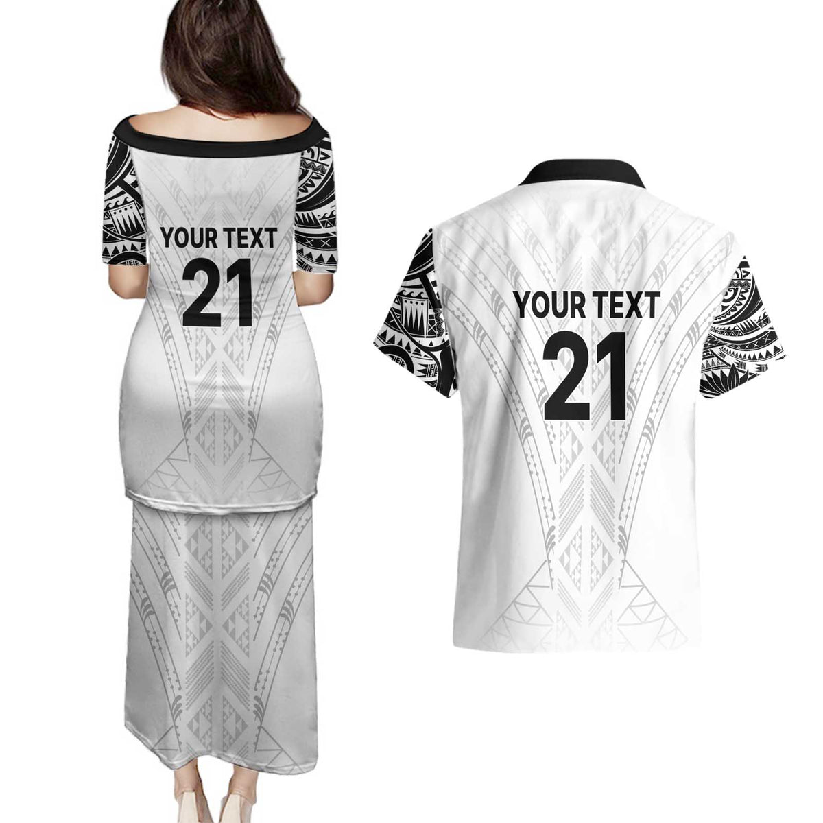 New Zealand Koru Fern Custom Couples Matching Puletasi and Hawaiian Shirt Simple Taniko Motif LT9 - Polynesian Pride
