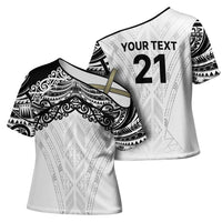New Zealand Koru Fern Custom Cross Shoulder Shirt Simple Taniko Motif LT9 - Polynesian Pride