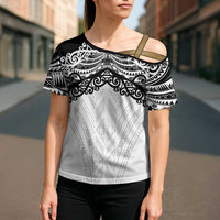 New Zealand Koru Fern Custom Cross Shoulder Shirt Simple Taniko Motif LT9 - Polynesian Pride