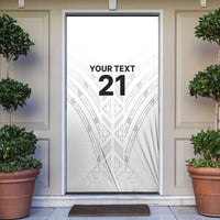 New Zealand Koru Fern Custom Door Cover Simple Taniko Motif LT9 White - Polynesian Pride