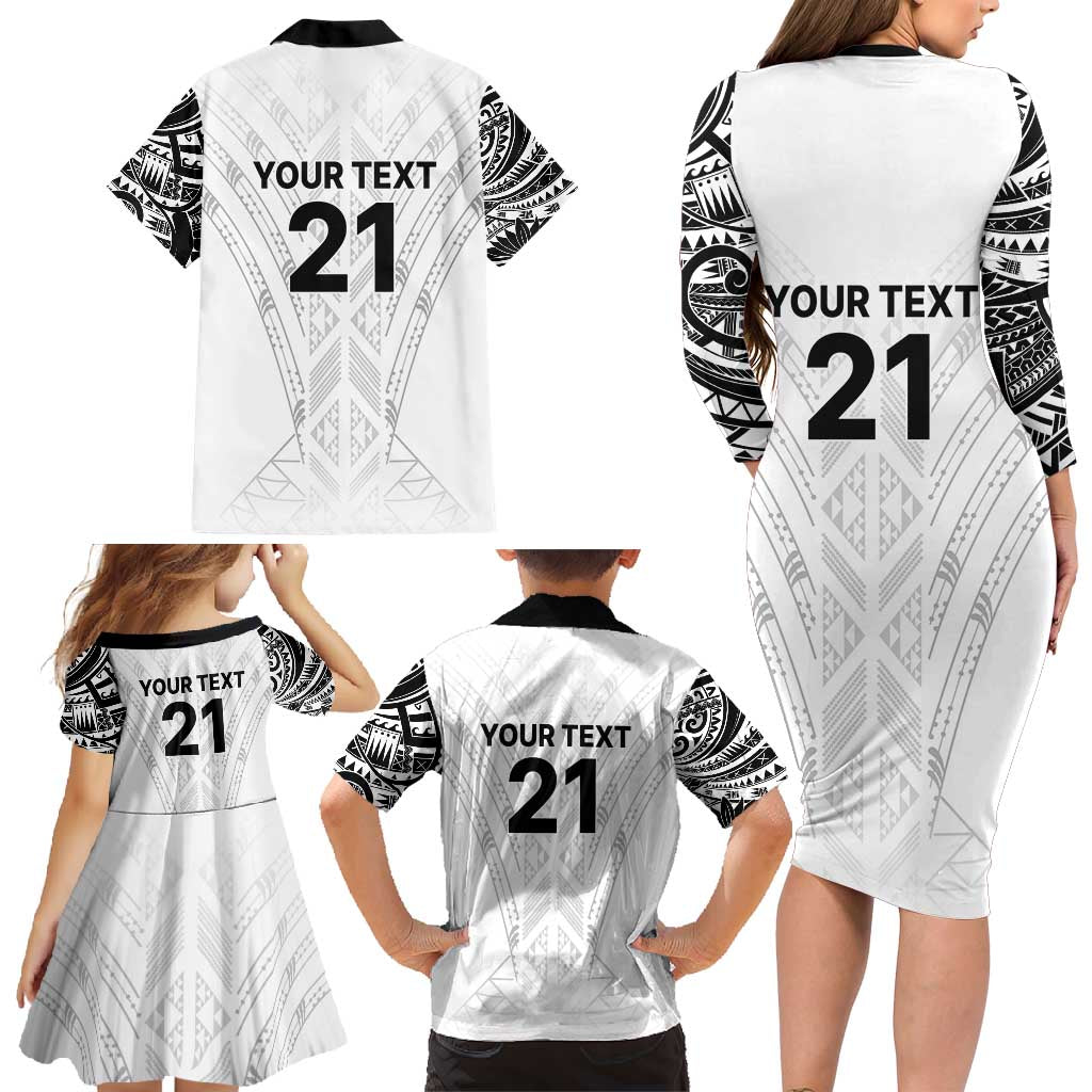 New Zealand Koru Fern Custom Family Matching Long Sleeve Bodycon Dress and Hawaiian Shirt Simple Taniko Motif LT9 - Polynesian Pride