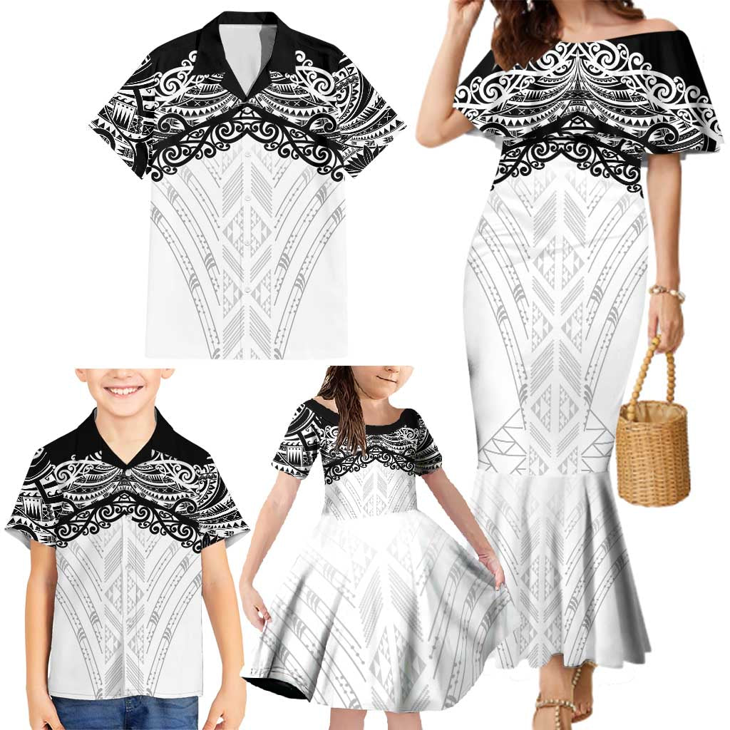 New Zealand Koru Fern Custom Family Matching Mermaid Dress and Hawaiian Shirt Simple Taniko Motif LT9 - Polynesian Pride