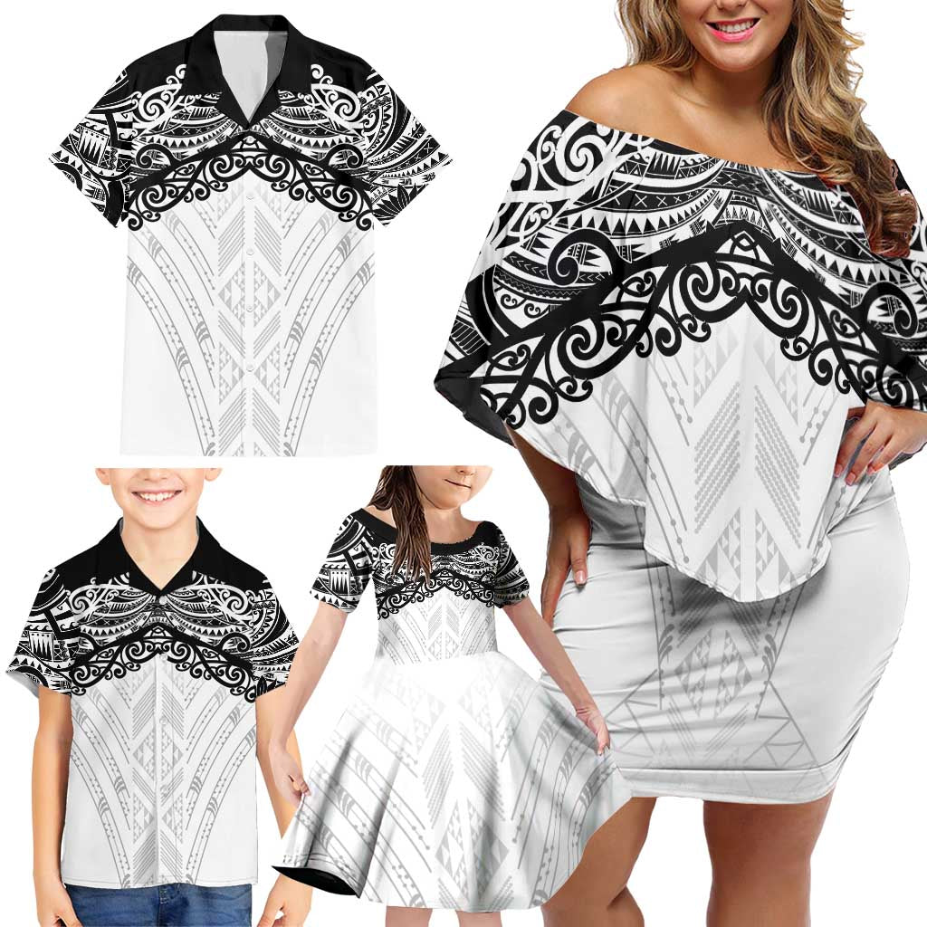 New Zealand Koru Fern Custom Family Matching Off Shoulder Short Dress and Hawaiian Shirt Simple Taniko Motif LT9 - Polynesian Pride