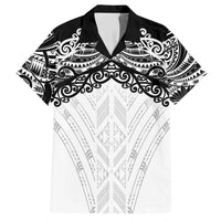 New Zealand Koru Fern Custom Family Matching Puletasi and Hawaiian Shirt Simple Taniko Motif LT9 Dad's Shirt - Short Sleeve White - Polynesian Pride