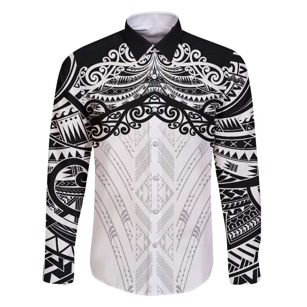 New Zealand Koru Fern Custom Family Matching Short Sleeve Bodycon Dress and Hawaiian Shirt Simple Taniko Motif LT9 Dad's Shirt - Long Sleeve White - Polynesian Pride
