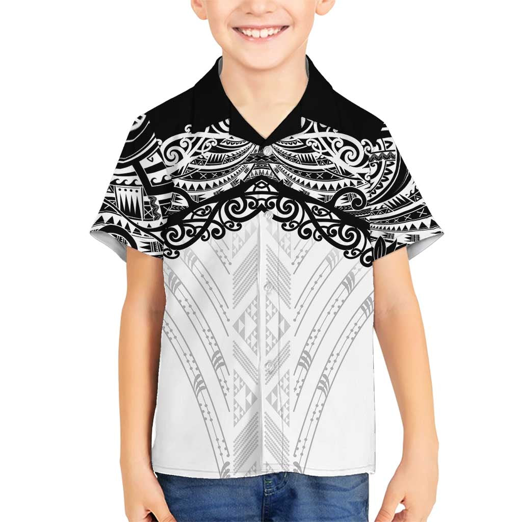 New Zealand Koru Fern Custom Family Matching Tank Maxi Dress and Hawaiian Shirt Simple Taniko Motif LT9 Son's Shirt White - Polynesian Pride