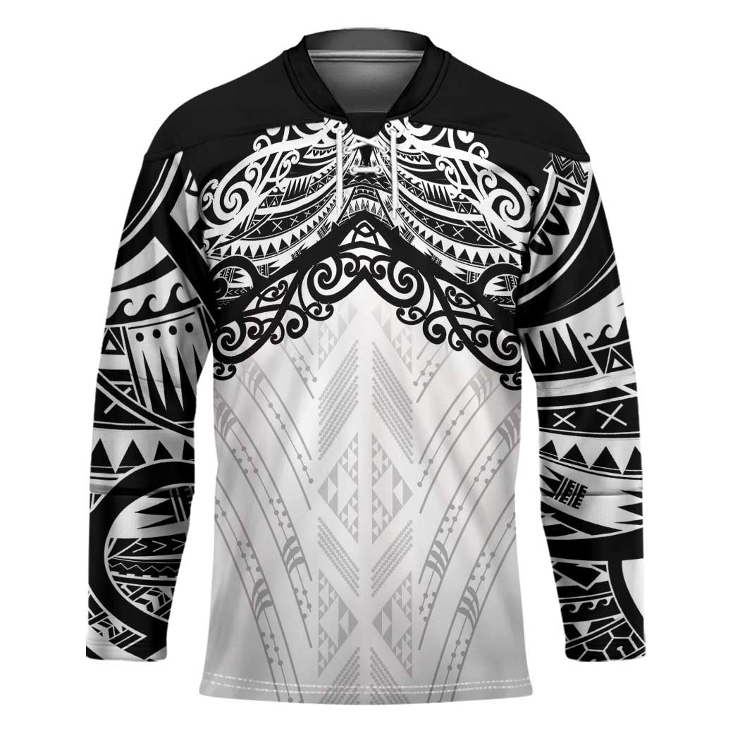 New Zealand Koru Fern Custom Hockey Jersey Simple Taniko Motif LT9 Unisex White - Polynesian Pride