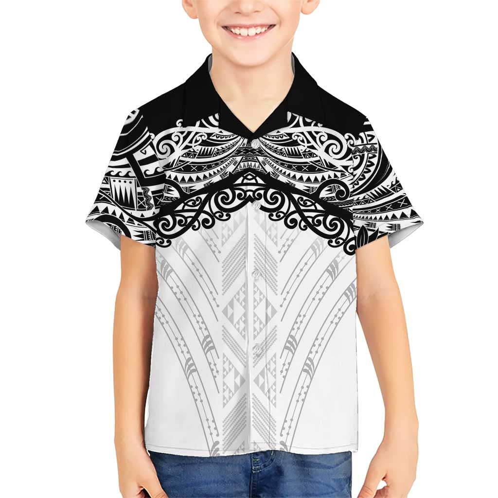 New Zealand Koru Fern Custom Kid Hawaiian Shirt Simple Taniko Motif LT9 Kid White - Polynesian Pride