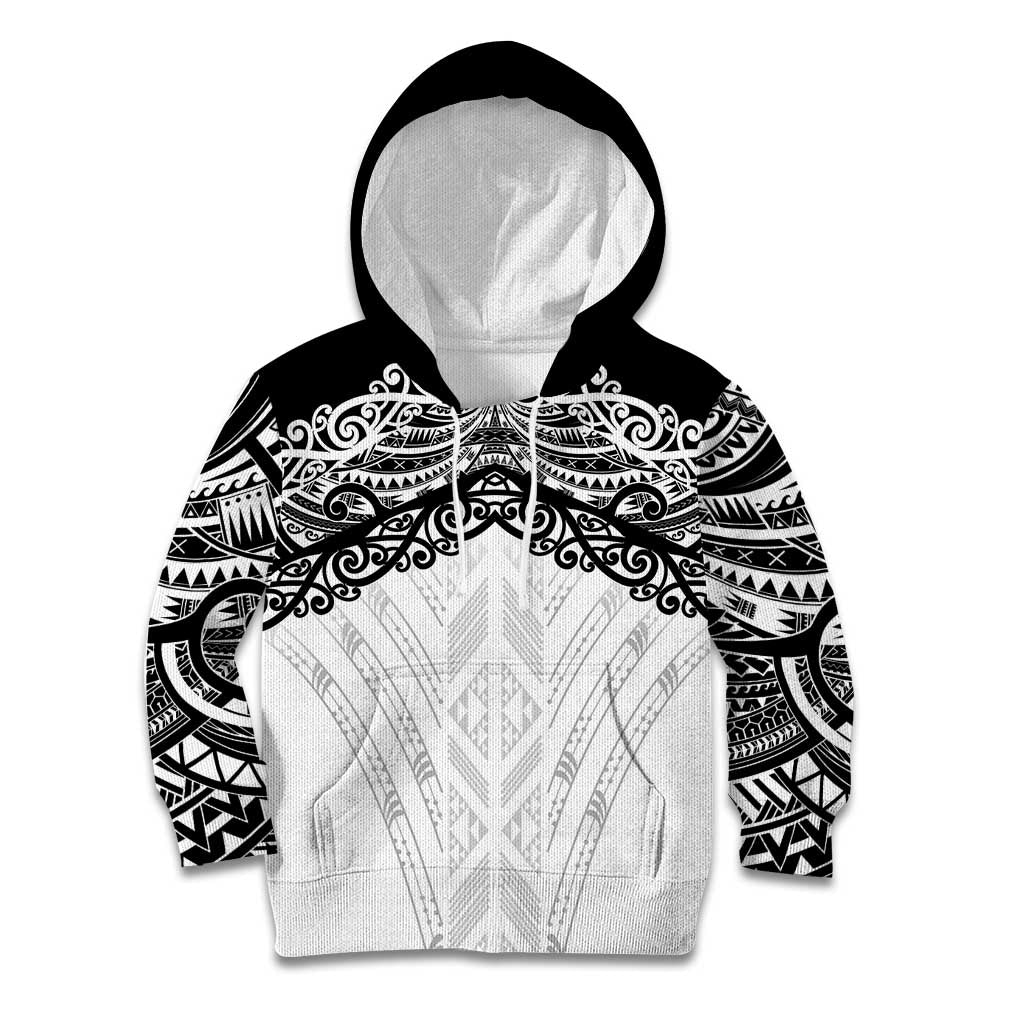 New Zealand Koru Fern Custom Kid Hoodie Simple Taniko Motif LT9 Hoodie White - Polynesian Pride