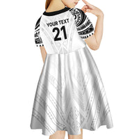 New Zealand Koru Fern Custom Kid Short Sleeve Dress Simple Taniko Motif LT9 - Polynesian Pride