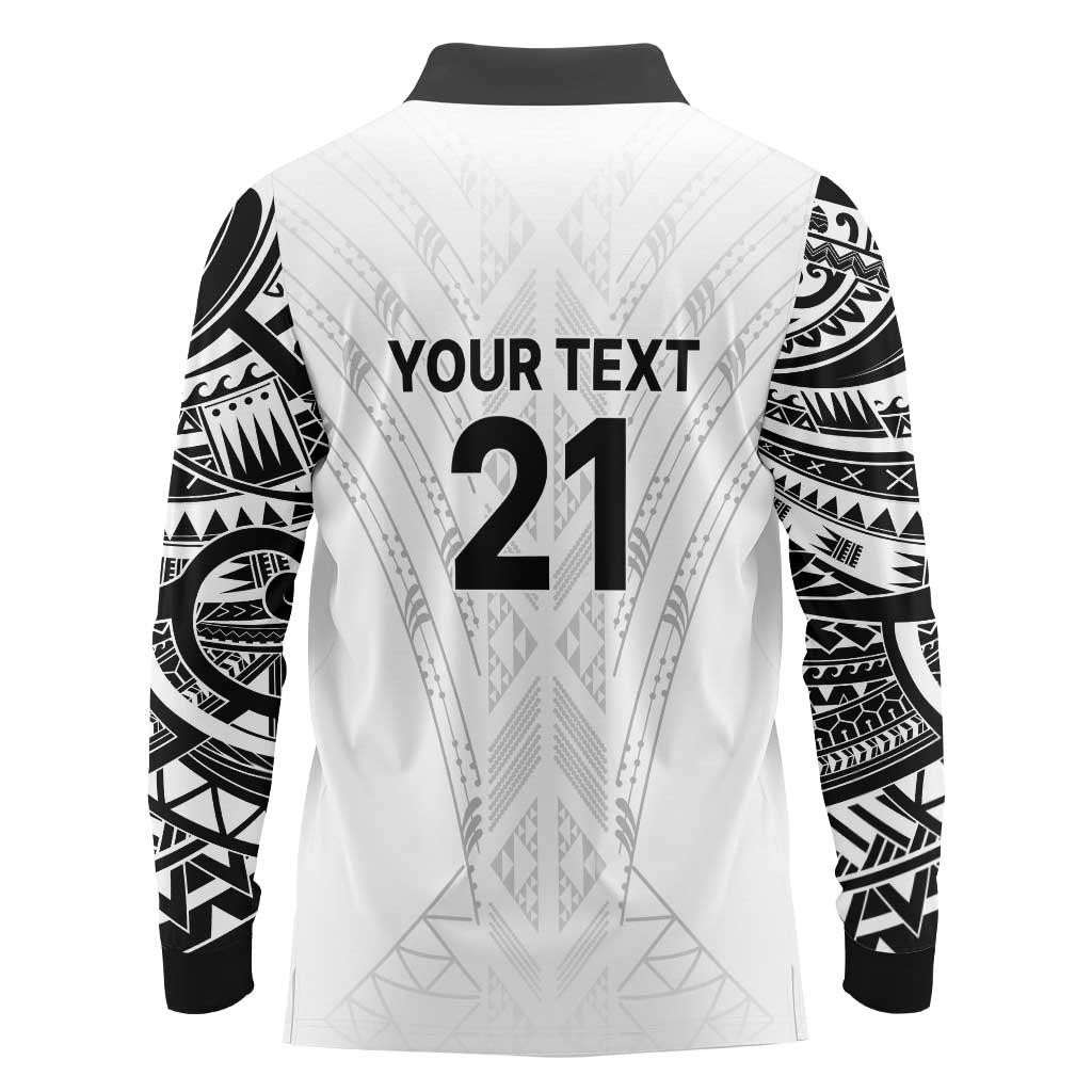 New Zealand Koru Fern Custom Long Sleeve Polo Shirt Simple Taniko Motif LT9 - Polynesian Pride
