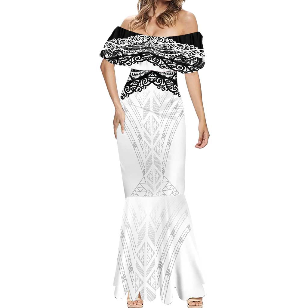 New Zealand Koru Fern Custom Mermaid Dress Simple Taniko Motif LT9 - Polynesian Pride