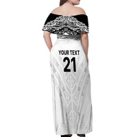 New Zealand Koru Fern Custom Off Shoulder Maxi Dress Simple Taniko Motif LT9 - Polynesian Pride