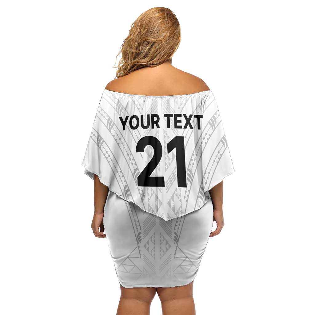 New Zealand Koru Fern Custom Off Shoulder Short Dress Simple Taniko Motif LT9 - Polynesian Pride