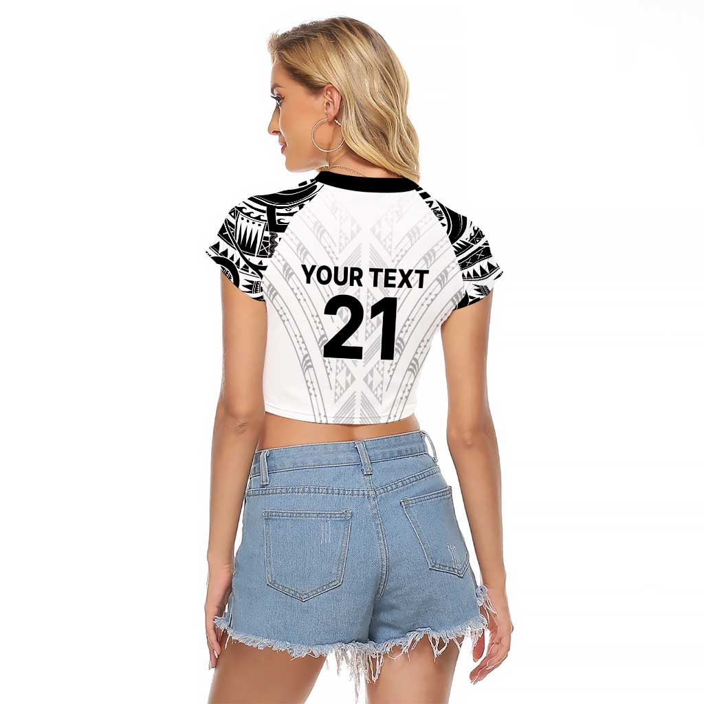 New Zealand Koru Fern Custom Raglan Cropped T Shirt Simple Taniko Motif LT9 - Polynesian Pride