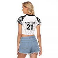 New Zealand Koru Fern Custom Raglan Cropped T Shirt Simple Taniko Motif LT9 - Polynesian Pride