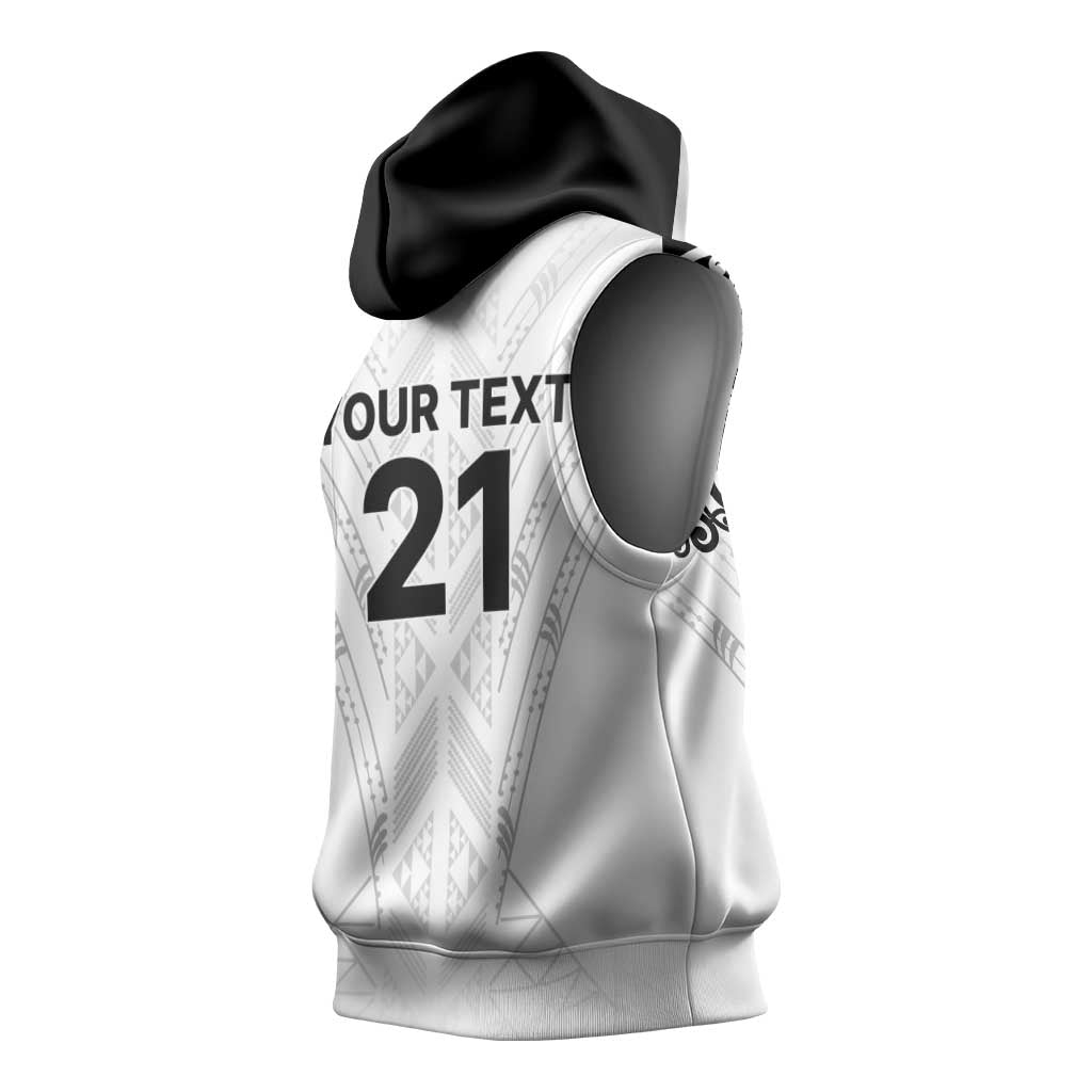 New Zealand Koru Fern Custom Sleeveless Hoodie Simple Taniko Motif LT9 - Polynesian Pride