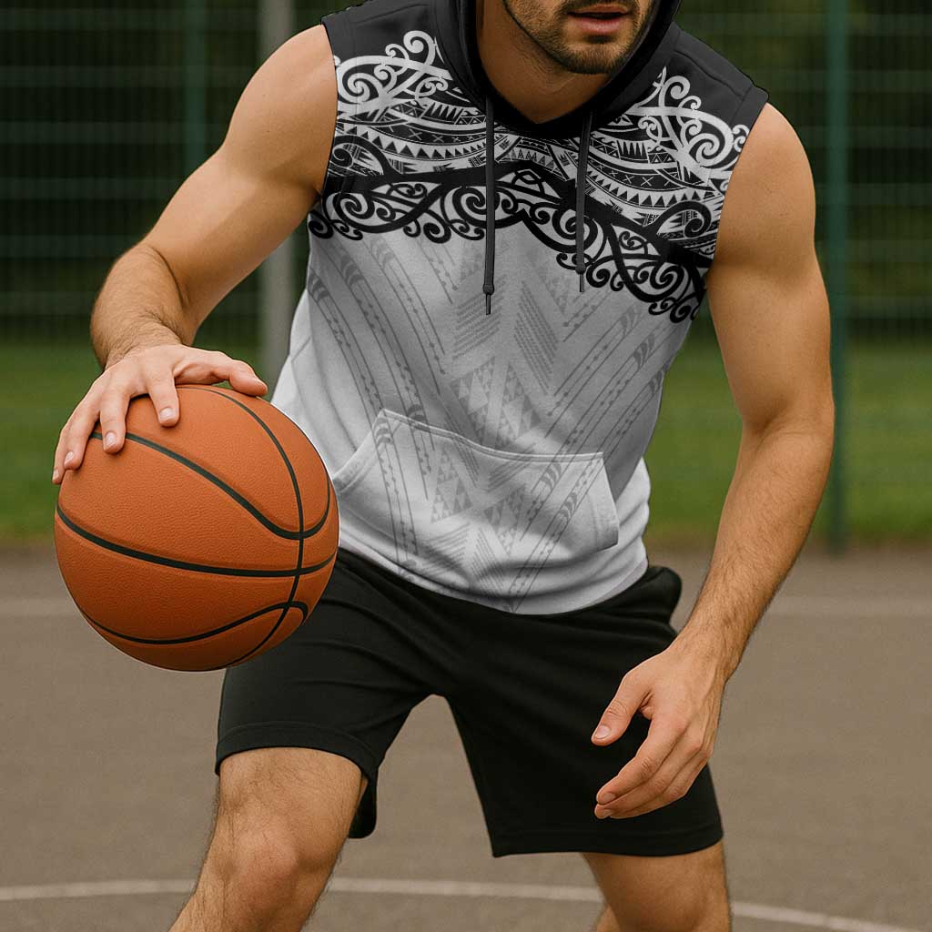 New Zealand Koru Fern Custom Sleeveless Hoodie Simple Taniko Motif LT9 - Polynesian Pride