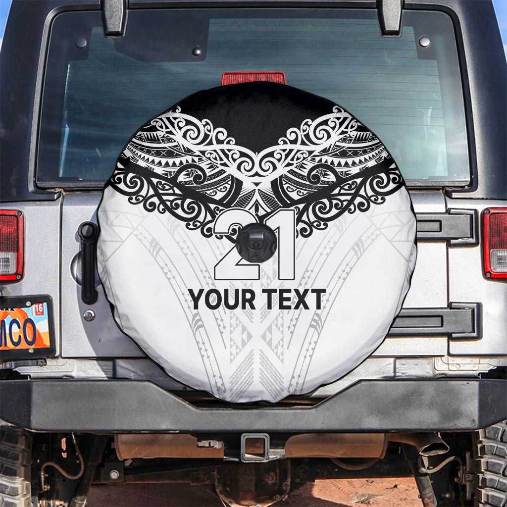 New Zealand Koru Fern Custom Spare Tire Cover Simple Taniko Motif LT9 White - Polynesian Pride