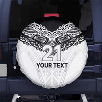 New Zealand Koru Fern Custom Spare Tire Cover Simple Taniko Motif LT9 No hole White - Polynesian Pride