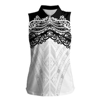New Zealand Koru Fern Custom Women Sleeveless Polo Shirt Simple Taniko Motif LT9 Female White - Polynesian Pride